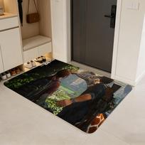 Quirky P-Paul Frank Floor Mat Flannel Door Mat Non-Slip Absorbent Washable Indoor Home Rug 40x60cm