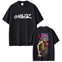 Gorillaz Grupės Marškinėliai Vyrams Moterims Hip Hop Rock Mada Per dideli Marškinėliai Vyriški Aukštos Kokybės Minkštos Medvilnės Marškinėliai Unisex Atsitiktiniai Viršutiniai Drabužiai L juoda