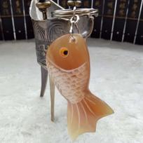 Natural Ox Horn Carving Carp Head Tortoise Small Fish Key Chain Key Ring Pendant fish