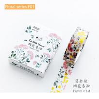 Lazerinės spalvos Auksinė folija Popierius Washi Tape 15mm Gėlėtas Dinozaurų Paukštis Vienaragis Lipnios maskavimo juostos DIY Dekoravimo lipdukai A6378
