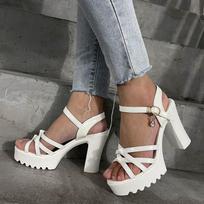 New Summer Fashion Women Platform Sandals Thick Sole Super High Heel Roman Shoes 35 balta