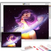 DIY 5D Diamond Painting Cartoon Girl Avatar Cross Stitch Kit Full Drill Embroidery Mosaic Art Picture of Rhinestones Gift Full Square 20X30CM blue
