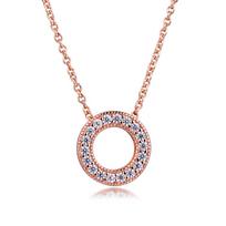 2020 m. Nauji 925 Sterling Silver Rose Gold Pavé Circle Collier karoliai Skaidrūs CZ grandinės pakabukai karoliai moterims Papuošalai Colgantes