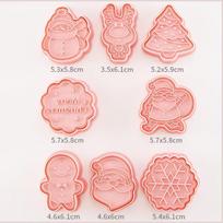 8 vnt./rinkinys Kalėdų sausainių formelės Kalėdų senelio sniego senelio medis briedis mielo rašto sausainio antspaudo spaudimo fondantas Sugarcraft kepimo įrankiai 8 Pcs/Set beige