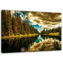 Canvas print, Forest on a mountain lake landscape 60x40 žalia