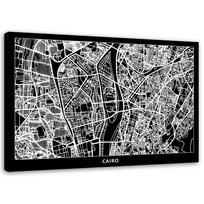 Canvas print Cairo City Map 60x40 juoda/balta