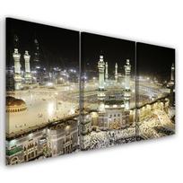 Trijų dalių paveikslų spausdinimas ant drobės Mecca Mosque 60x40 smėlis
