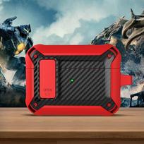 KEYSION Bluetooth ausinių dėklas, skirtas Apple AirPods Pro 2 1 anglies pluošto tekstūros silikoninis smūgiams atsparus jungiklio dangtelis, skirtas AirPods 3 2 for AirPods Pro 2 raudona/juoda