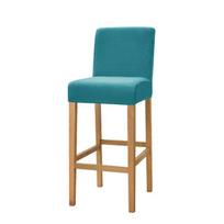 Velvet Fabric Bar Stool Chair Cover Spandex Stretch Short Back Chair Covers For Dining Room Cafe Home Small Size Seat Slipcover 1 piece turkio mėlyna spalva