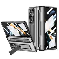 Fold 4 Case Transparent Stand Capa For Samsung Galaxy Z Fold 4 3 5g Cases Leveling Hinge Plating Front Glass Cover Fold3 Funda For Galaxy Z Fold 4 juoda