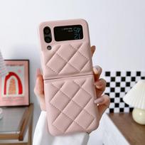 For Samsung Galaxy Z Flip 4 3 Case Elegant Diamond -Shaped Skin -Friendly Matte Soft Silicone Folding Shockproof Cover Accessories for Galaxy Z Flip 3 rožinė