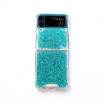 For Samsung Galaxy Z Flip 4 3 Case Transparent Glitter Sequins Clear Shockproof Hard Back Cover For Samsung Z Flip4 Zflip3 Cover For Samsung Z Flip 4 žalia