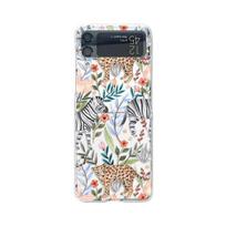 For Samsung Galaxy Z Flip 4 3 Flip4 Flip3 Case Jungle Leopard Rose Deer Painted Transparent Shockproof Folding Hard Back Cover For Samsung Z Flip 3