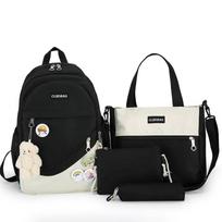 4 Pcs Sets Canvas Schoolbags Girls Backpackd Women Laptop Backpack Student Kids Rucksack Backpack juoda