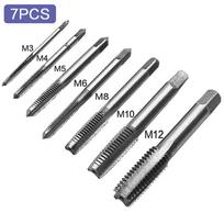 7 vnt. Guolis Plieninis kūginis rankinis spiralinis taškas Tiesus rievėtas sriegis rankinis srieginis gręžtuvas M3/M4/M5/M6/M8/M10/M12 7pcs