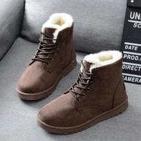 Women's Short Boots New Winter Round Toe Fur Lace-up Cotton Shoes Women's Anti-skiing Boots Plus Velvet Warm Women's Boots 36 ruda