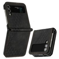 Prabangus odinis dėklas Samsung Galaxy Z Flip 4 3 5g Flip4 Flip3, apsaugantis nuo smūgių For Galaxy Z Flip 4 juoda