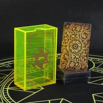 Hexagram citrinos geltonos akrilo dėžutės auksinės folijos taro rinkinys kortų stalo žaidimas Kortų žaidimas partijos kelių žaidėjų žaidimas