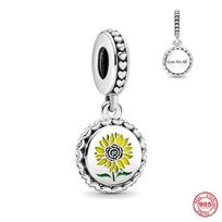 New Style 925  Silver Exquisite Bee Pendant Sunflower Charm Bead Suitable For Original Bracelet DIY Ladie Jewelry Gift white
