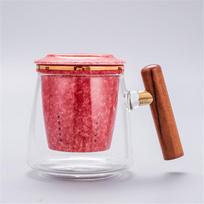 Kūrybinis karščiui atsparus stiklinis arbatos puodelis su keraminiu filtru ir dangteliu biuro arbatos sietelio puodeliu Pora paprastas vandens puodelis gėrimų raudona