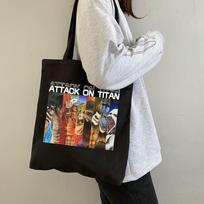 Anime Attack on Titan Eren Yeager Canvas Bag for Women Funny Shopping Bag Ulzzang Eco-Friendly Large Capacity 24*26cm