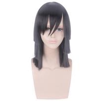 35CM Juodas Perukas Cosplay Anime Demon Slayer Kimetsu no Yaiba Iguro Obanai Kostiumas Vyrams Moterims Karščiui Atsparus Sintetinių Plaukų Perukas 32-35CM juoda