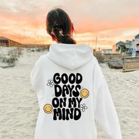 Good Days On My Mind Colored Women Hoody Sweatshirt Positive Saying Aesthetic Tumblr Pocket Hoodie Trendy Casual Jumper S balta