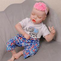 18inch Reborn Sleeping Baby Doll Newborn Baby Doll Already Painted Finished Lifelike Soft Touch 3D Skin Hand-Draw Hair white