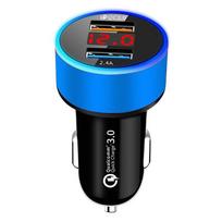 Usb 5v 3a automobilinis įkroviklis greito įkrovimo LED ekrano telefono įkroviklis automobilinis įkroviklis skirtas Xiaomi Samsung iPhone Huawei mobiliojo telefono adapteriui mėlyna