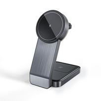 3 viename magnetinė belaidžio įkrovimo doko stotelė 15 W greitas belaidis sulankstomas įkroviklis iPhone 14 13 12 Iwatch AirPods as picture juoda