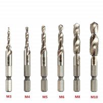 6PCS HSS Tap Drill Bit Set, 2 In 1 Combination Drills and Taps Set M3 M4 M5 6PCS