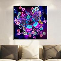 5D Diy Diamond Painting Purple Butterfly Diamond Embroidery Full Lay Anime Cross Stitch Kits Home Decor Handmade Gift Round 30x30cm blue