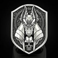 Hoyon Creative Senovės Egipto mitologija Grim Anubis Žiedas Retro Šakalo Galva Žmogaus kūnas Dengtas 18k Aukso Spalva Vyrams 7