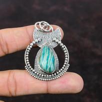 Amazonite Pendant Genuine Gemstone Jewelry 925 Sterling Silver Pendant Handmade Pendant Antique Jewelry Gift For Mother Boho Hippie Jewelry white