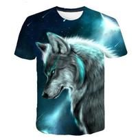 Men T Shirts 3D Print Animal Wolf  Short Sleeve Tops Casual 2023 Street Man's T-shirts Oversized Tee Shirts Men Vintage Clothing 6XL gray