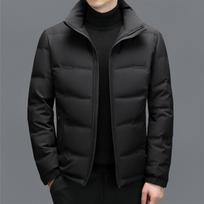 Žieminė pūkinė striukė vyriška sustorinta midi ilgio vidutinio amžiaus tėčio parko striukė madinga 4XL/195 black