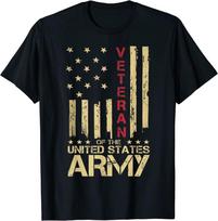 Patriotiški JAV kariuomenės veterano raudonos linijos Amerikos vėliavos vintažiniai unisex marškinėliai S beige