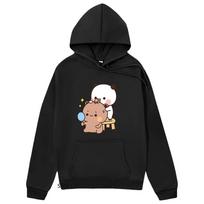 Girls Kawaii Graphic Hoodie Bubu Dudu Print Sweatshirt Cartoon Panda Bear Clothes Unisex's Clothing for Women Y2k Clothes Spring L