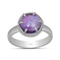 10x10 mm natūralaus ametisto brangakmenio 925 svarų sterlingų sidabro žiedas su karūnėle moterims ir mergaitėms 12 violetinė