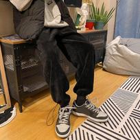 M-2XL Didelės Privathinker Vyras Laisvalaikio haremo kaklaraištis tiesios kelnės Moteris Velvetas Vienspalvis Oversize Kelnės Vyras Šiltos Korėjos Streetwear kelnės XL chaki