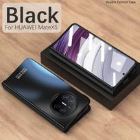 Su priekinio ekrano stiklo plėvelės prabangiu dengimo dėklu, skirtu Huawei Mate X5 dėklu, skirtu Huawei Mate X5 vyrių dėklo vyrio apsauginiu dangteliu, atspariu smūgiams For Huawei Mate X5 juoda