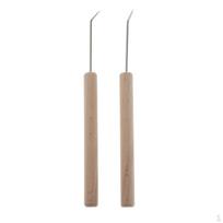 2x 14 cm medinis mezgimo staklių kablys mezgimo amatams kojinėms megztiniams šalikams pledams beige