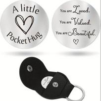 1 Set Inspiring Decision Coin Hug Engraved Pocket Keychain Set Inspirational Gift I