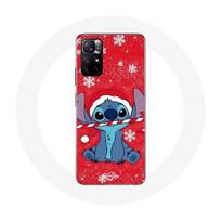 Coque pour Xiaomi Redmi Note 11s 5G Stitch neige joyeux Noël Fond Rouge raudona