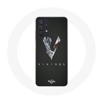 Coque pour Samsung Galaxy A32 5G Vikings Série Saison 6 logo V Epée Gris Fond Noir pilka