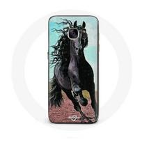 Coque pour samsung galaxy S6 edge Cheval Noir De La Race Frisonne