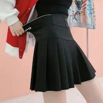 Y2K Harajuku sagos raidėmis margintas klostuotas sijonas elastingas aukštu juosmeniu A linijos mini sijonas Korėjos mados mokyklos Kawaii moterų sijonas XS pilka