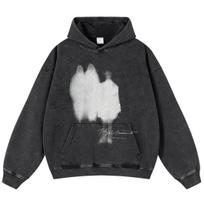 Streetwear Minia Šešėlio Grafika Unisex Išplautas Juodas Per didelis Unisex Ilgomis Rankovėmis Gobtuvukas S juoda