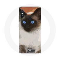 Coque pour Xiaomi Redmi Note 5 AI Dual Camera Chat Siamois Noir et blanc Yeux Bleus