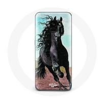 Coque pour Samsung Galaxy A8 Plus Le Cheval Noir De La Race Frisonne